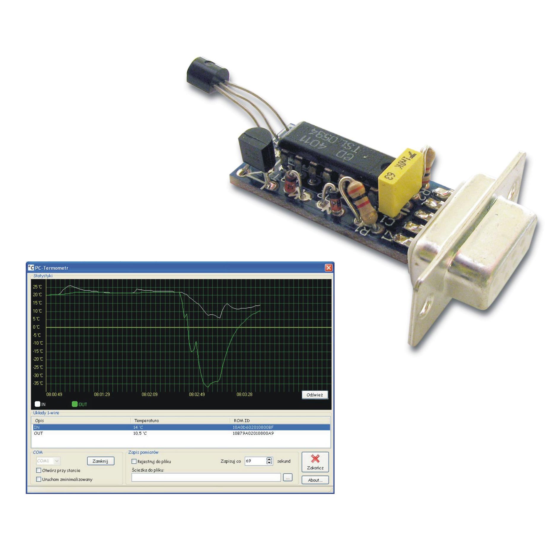 termometr avt, termometr ds18b20, termometr pc